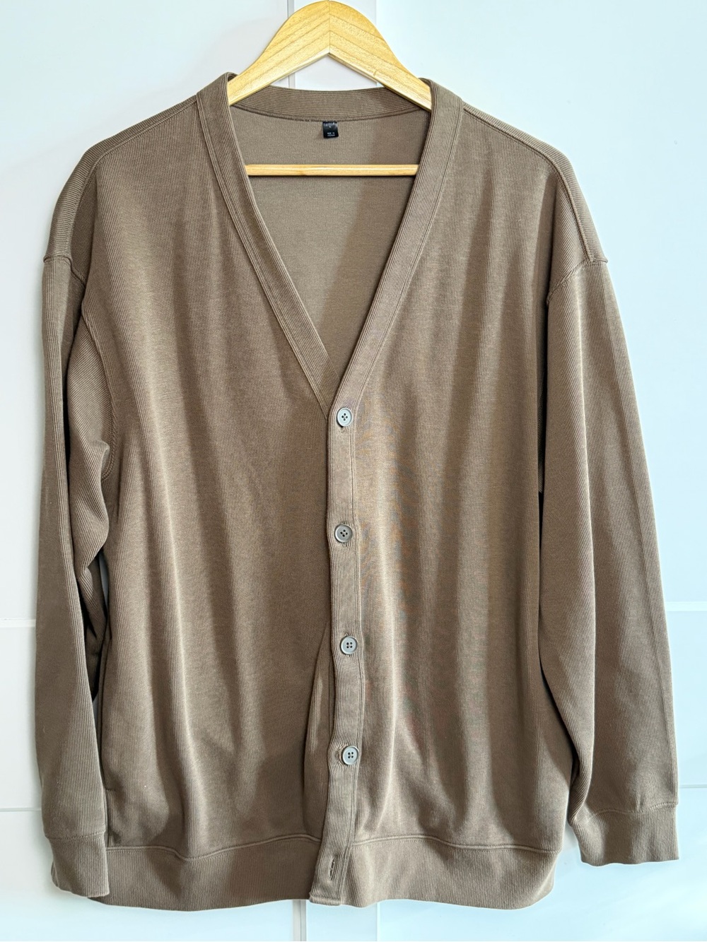 MUJI Men’s XL Double Knit V-Neck Cardigan Brown Taupe